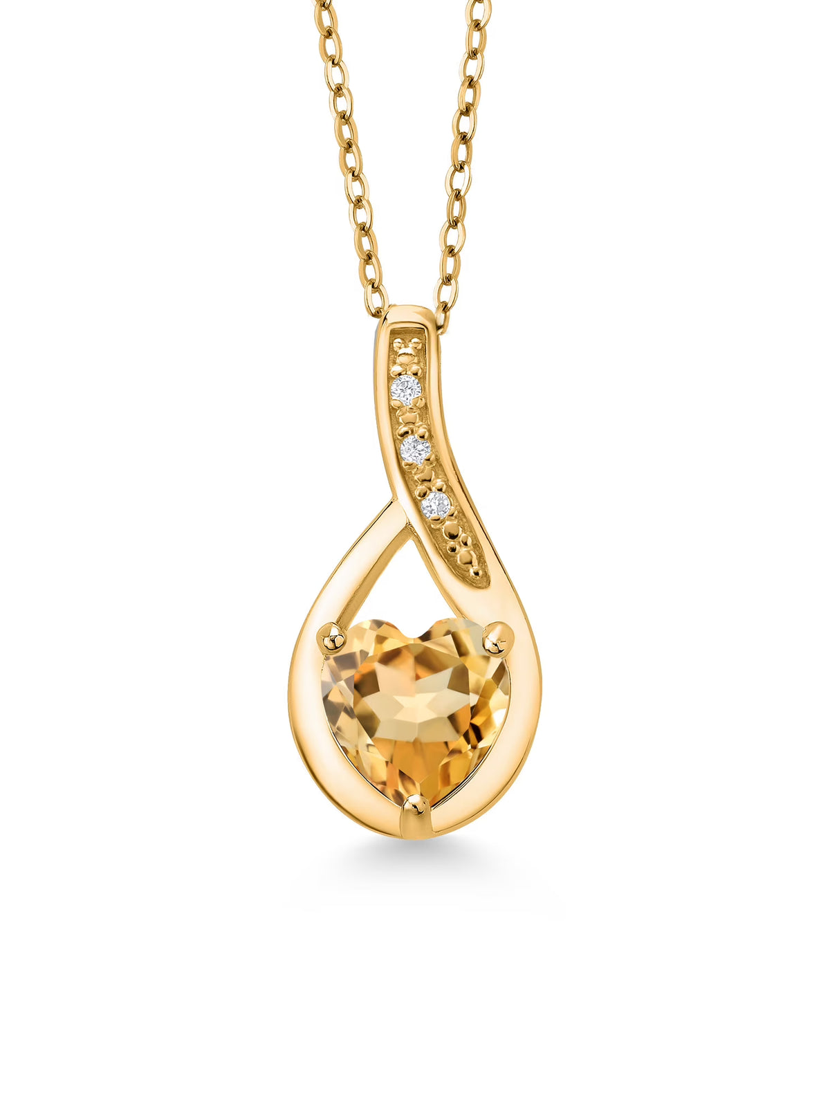 18K Yellow Gold Plated Silver Necklace with Yellow Citrine and White Lab Grown Diamond L645