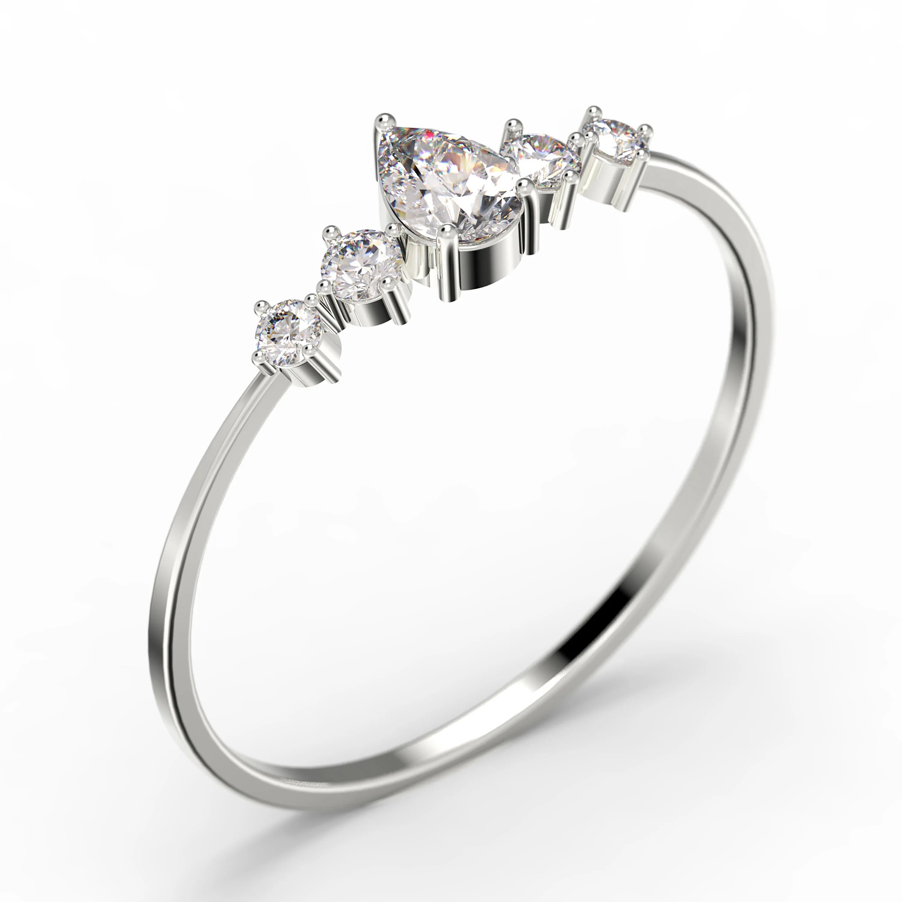 1.05 Carat Pear Cut Moissanite Engagement Ring in 10k Solid White Gold S125828