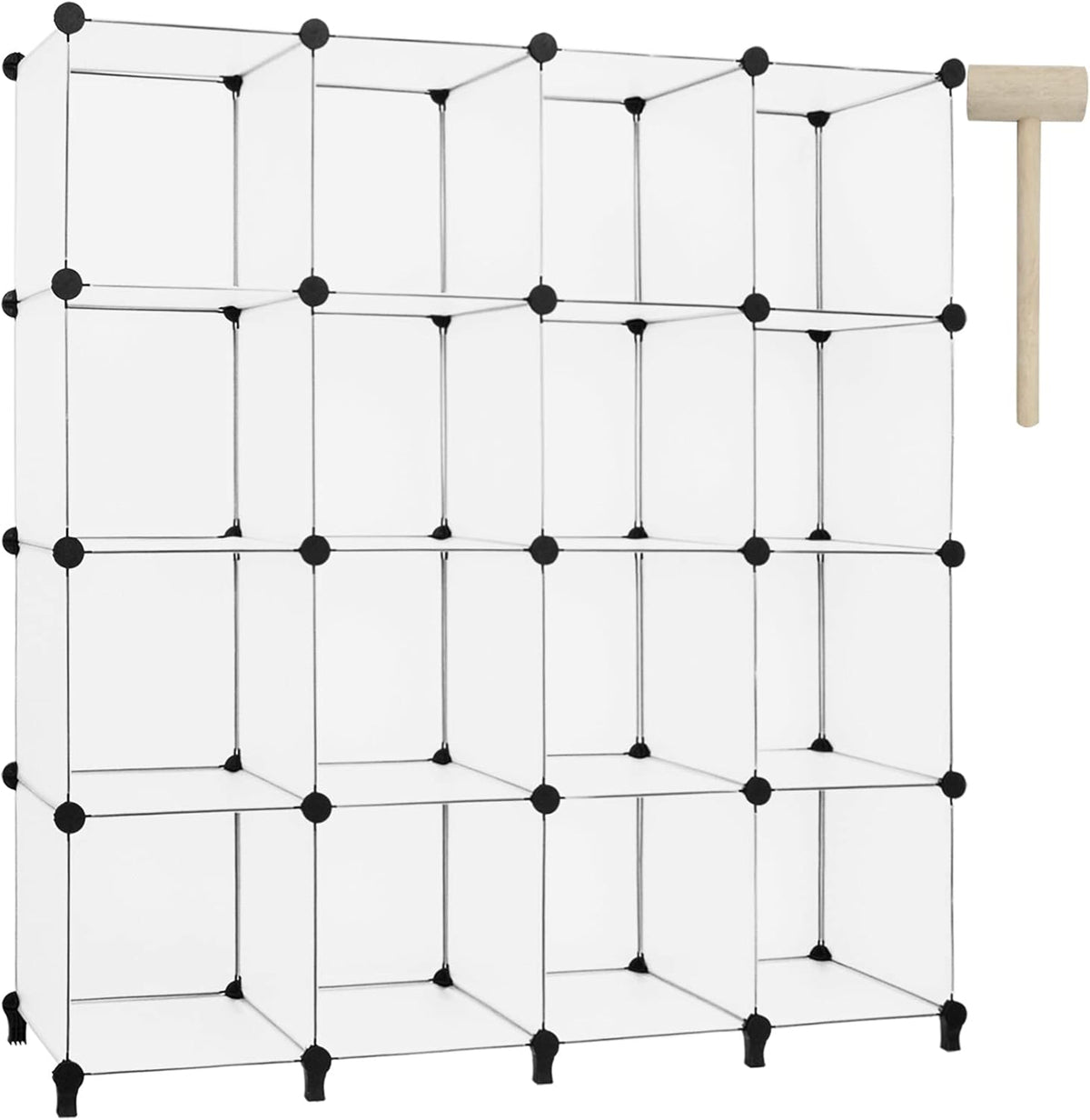 16-Cube Plastic Modular Storage Organizer (Black) L945956