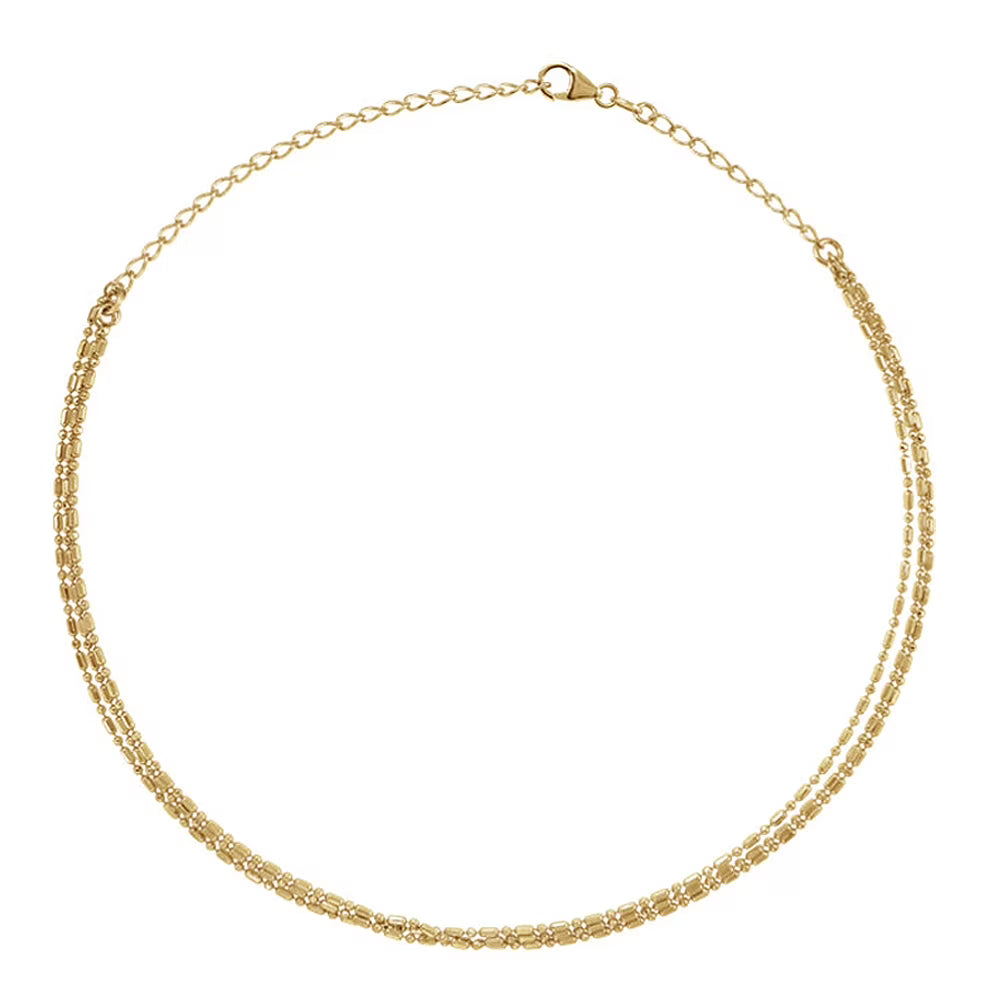 14k Yellow Gold Beaded Three Strand Choker Necklace X334203