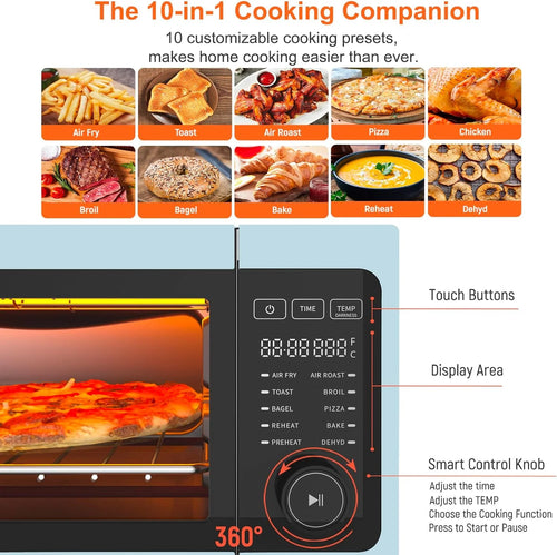 10-in-1 Countertop Convection Toaster Oven Air Fryer Combo, 1800W Q77975