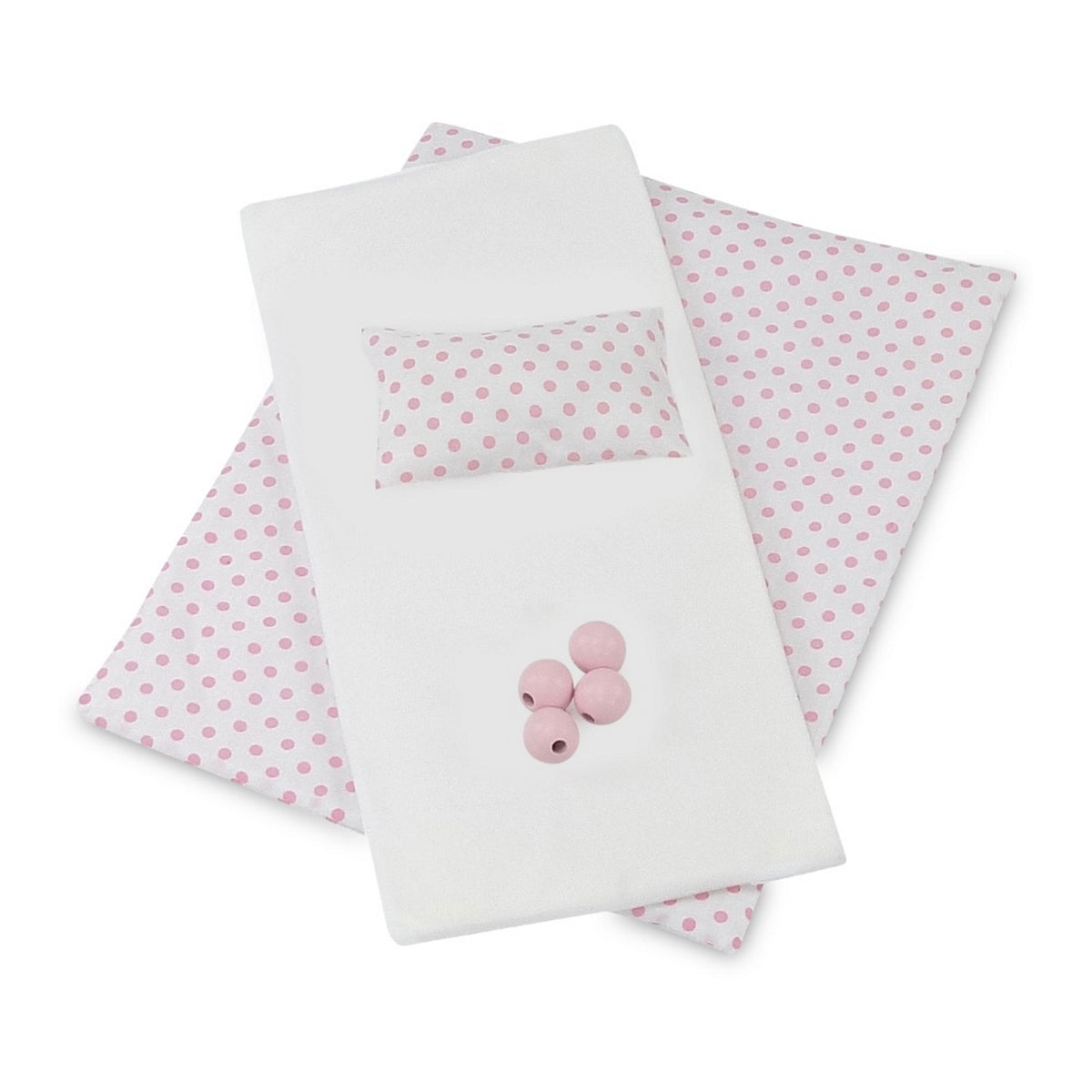 18 Inch Doll Trundle Bed with Plush Polka Dot Doll Bedding Q141