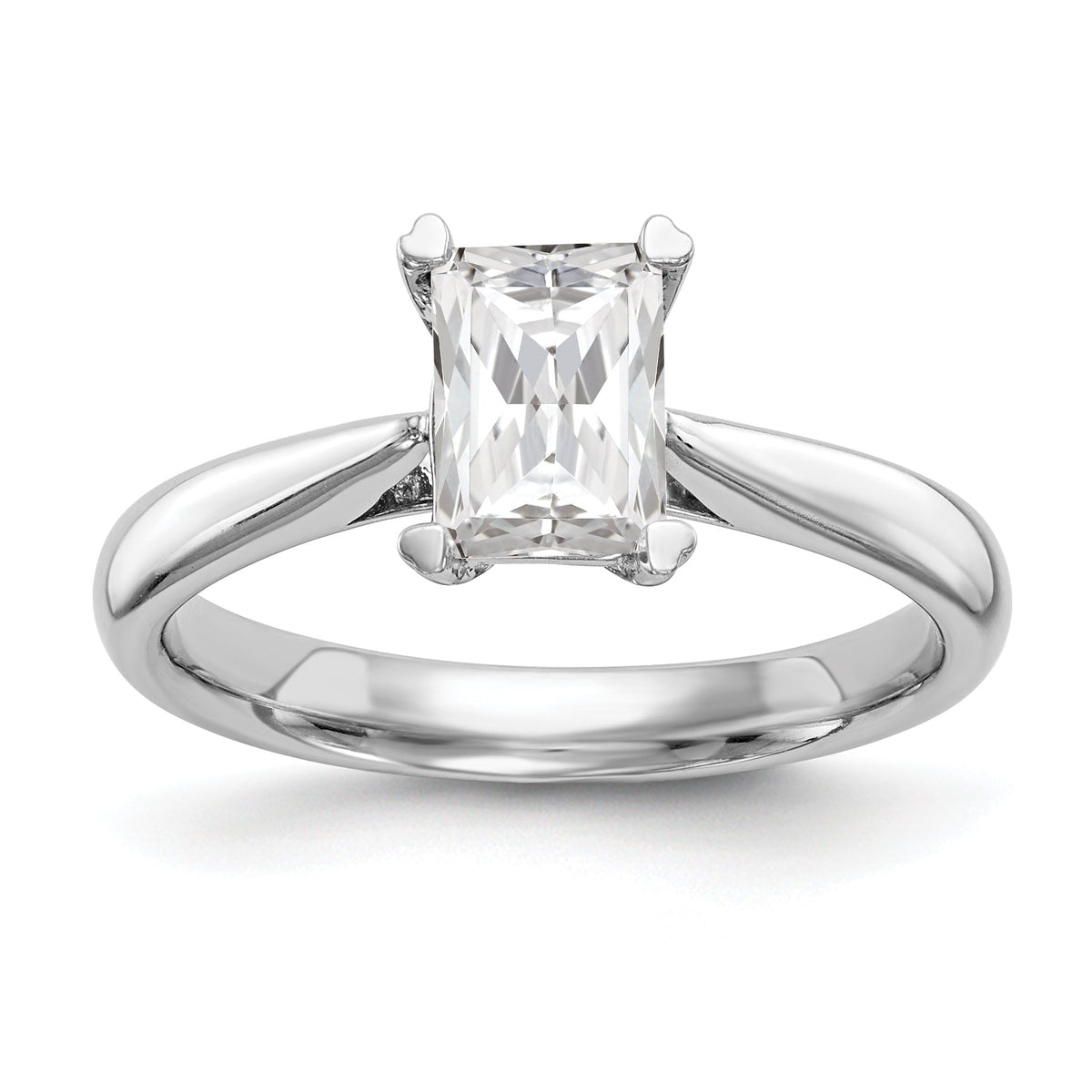 0.50ct CZ Solid 14k White Gold Emerald Solitaire Engagement Ring M52312