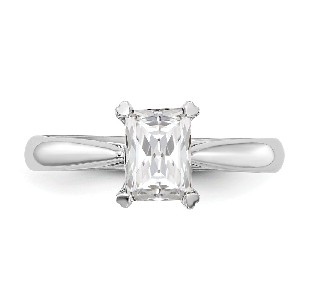 0.50ct CZ Solid 14k White Gold Emerald Solitaire Engagement Ring M52312