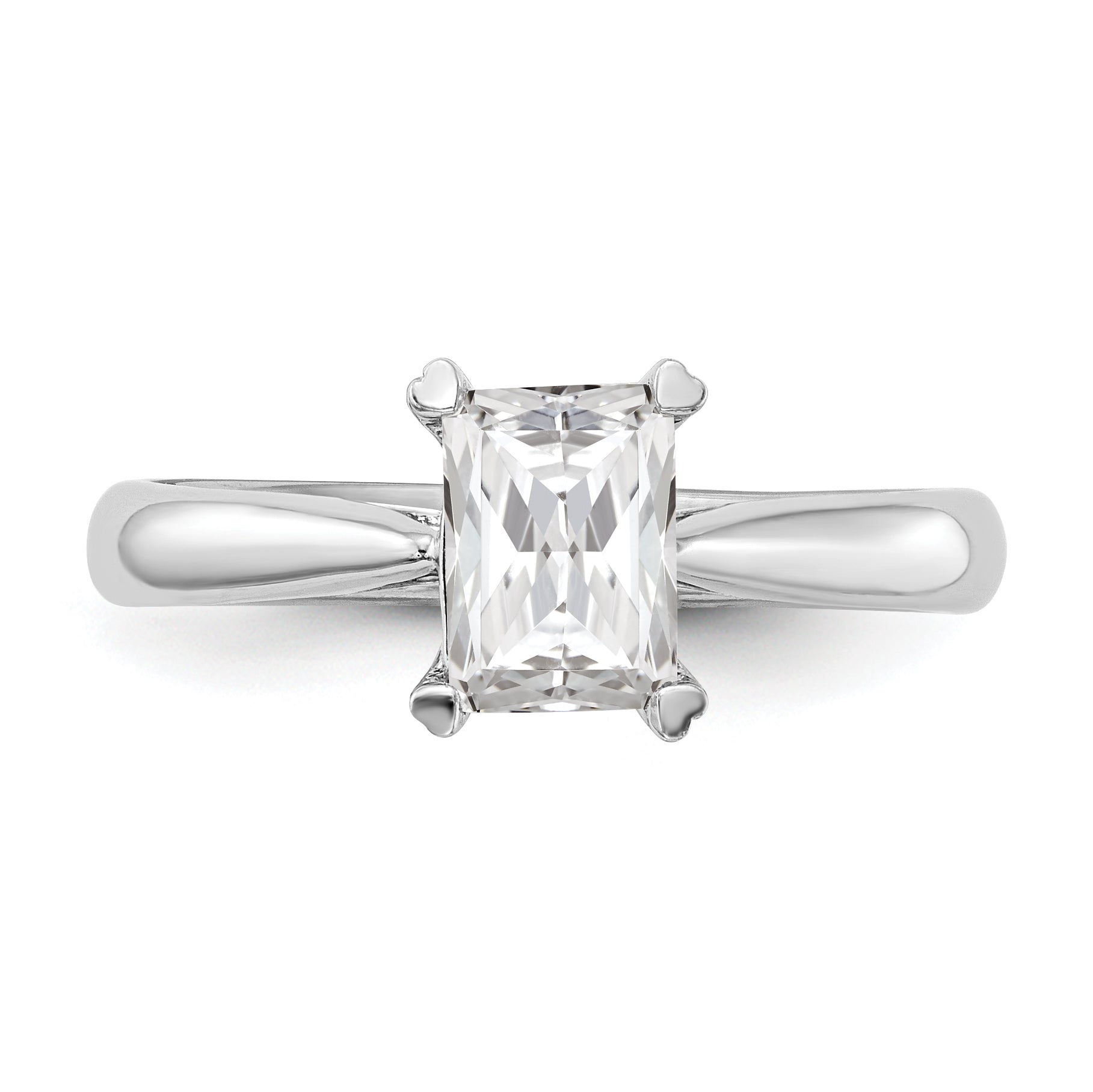 0.50ct CZ Solid 14k White Gold Emerald Solitaire Engagement Ring M52312