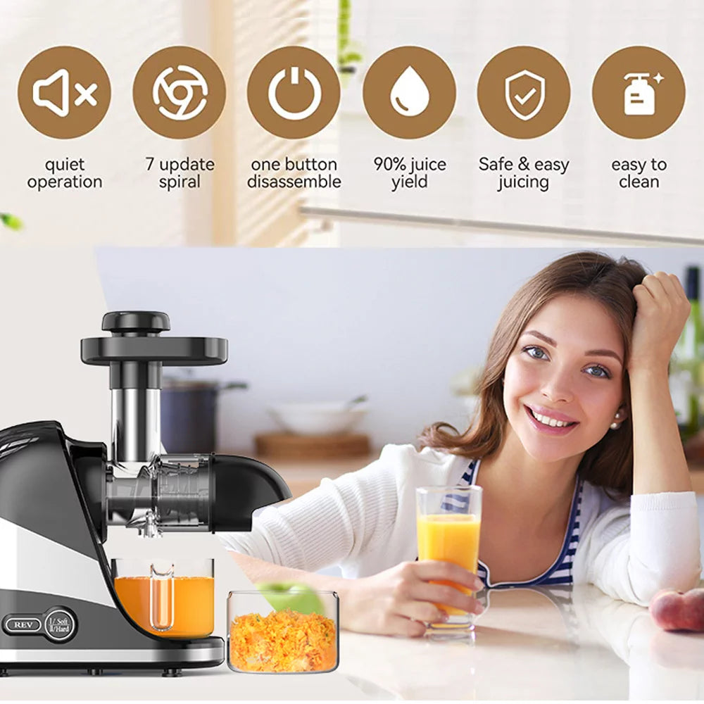 2 Modes Cold Press Masticating Juicer with Quiet Motor I878
