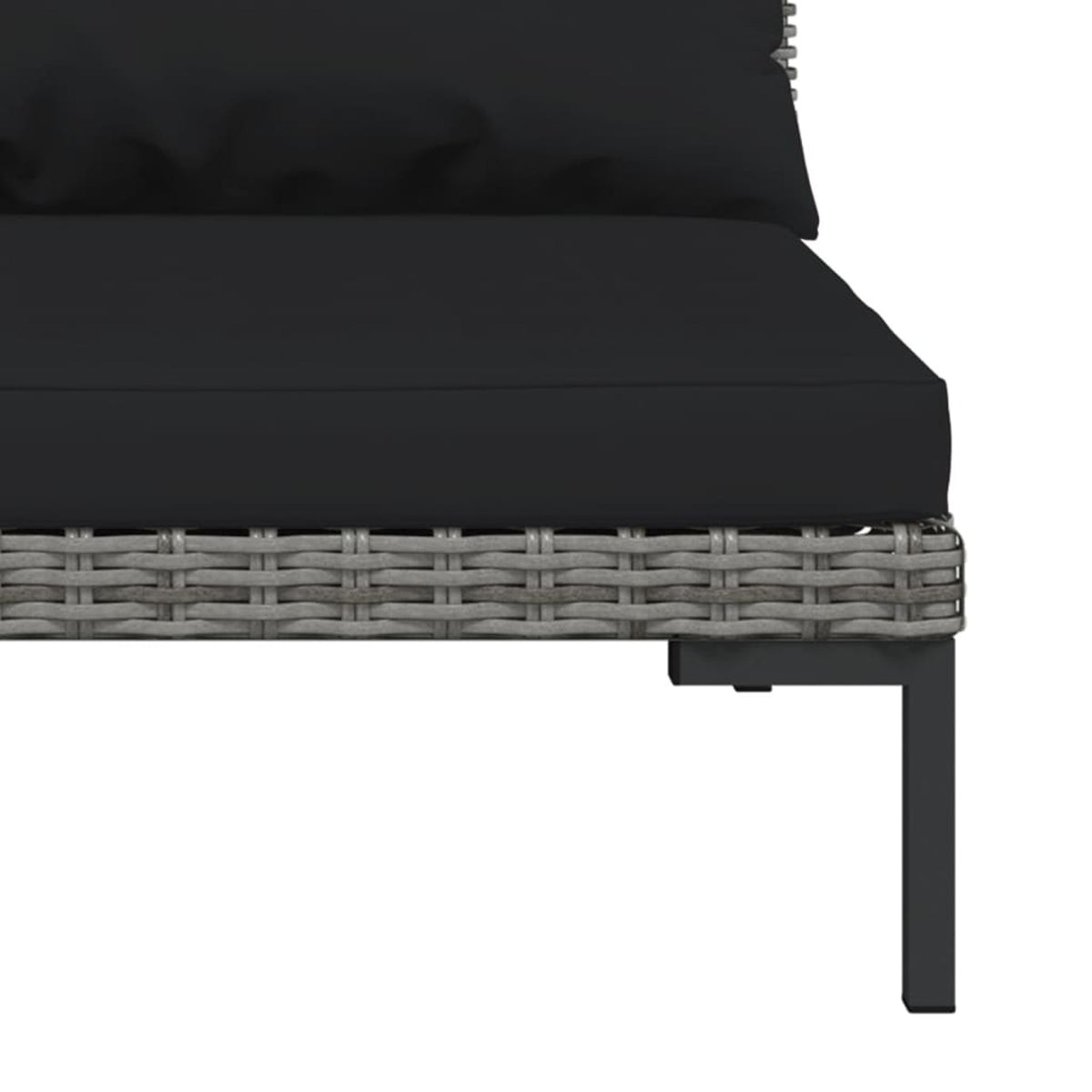 3 Piece Poly Rattan Dark Gray Sectional Sofa Set with Cushions E105