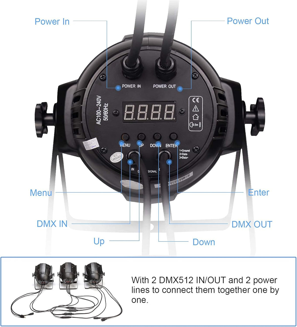 200W COB LED Stage Spotlights, Warm & Cold White, DMX/Master-Slave U646493