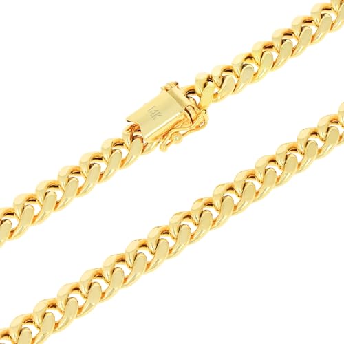 14k Yellow Gold Miami Cuban Link Chain Pendant Necklace J65155