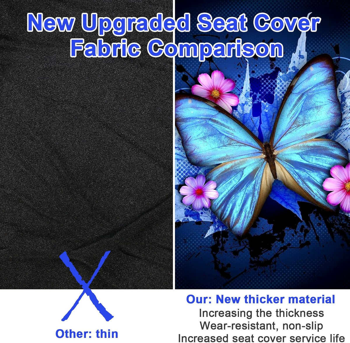 15 Pieces Butterfly Car Seat Covers Full Set with Steering Wheel Cover E7380
