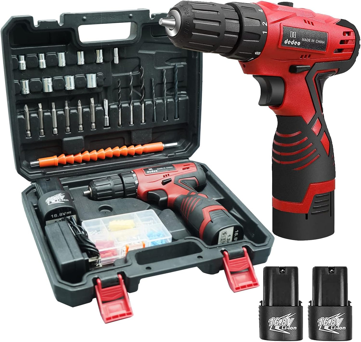 16.8V Cordless Hammer Drill Tool Kit with 2PCS Battery and Charger M683417