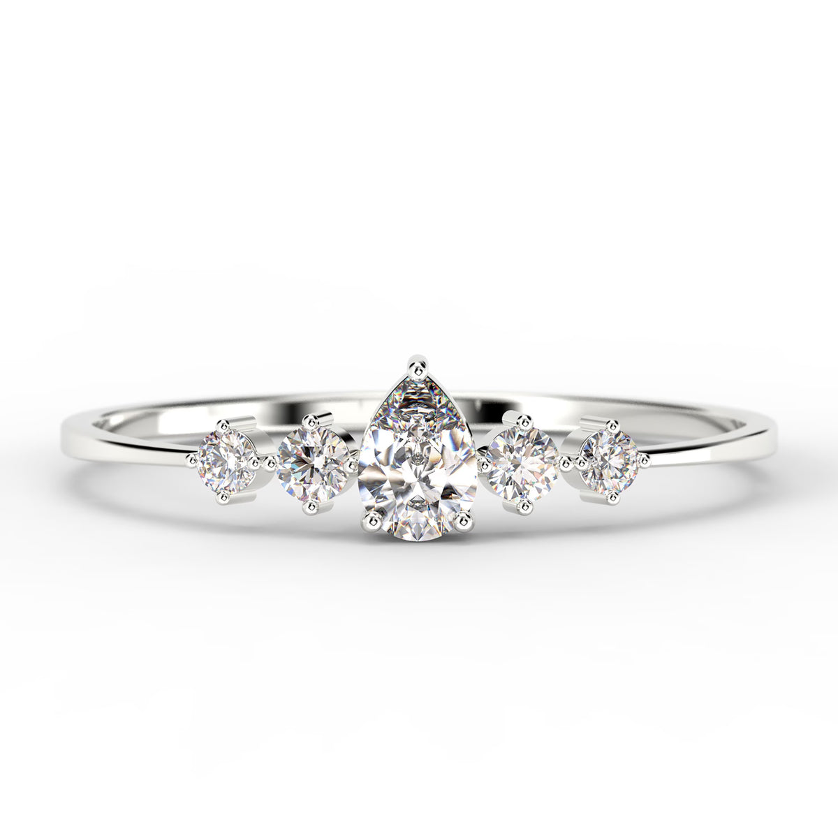 1.05 Carat Pear Cut Moissanite Engagement Ring in 10k Solid White Gold S125828