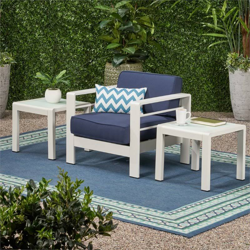 Matte White Outdoor Aluminum Side Table (Set of 2) V3062