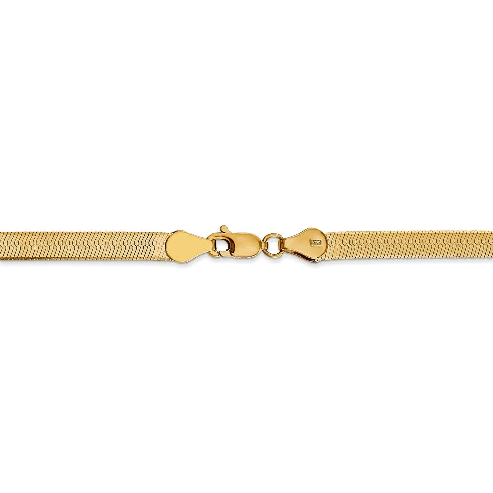 14kt Yellow Gold 4mm Herringbone Chain 16 inch Lobster Clasp E2861