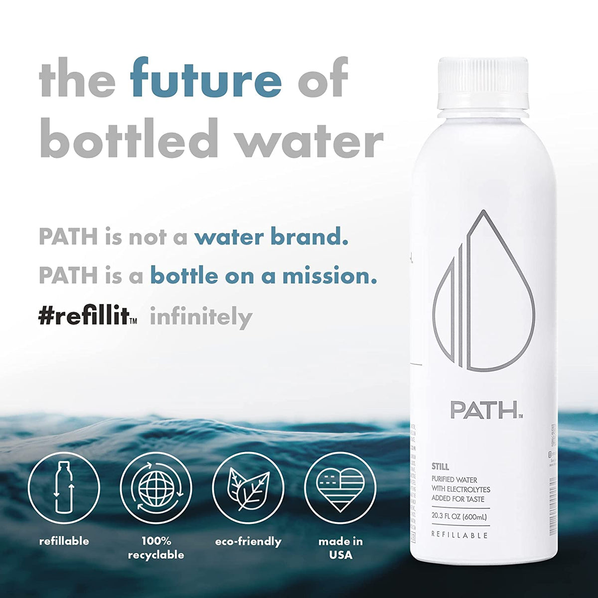20.3 fl oz 18 Pack Still Bottled Water in Reusable Aluminum Bottle X51307