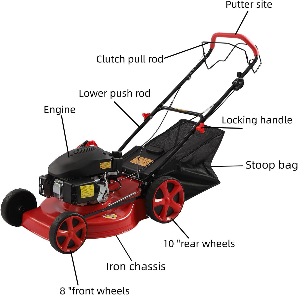20-inch 173CC Self-Propelled Gas Push Lawn Mower with Bagger Q1284