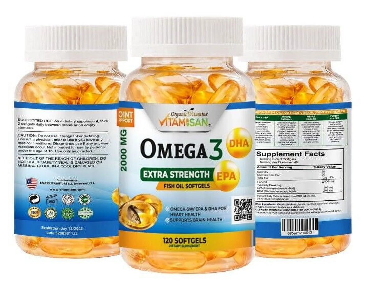 2000mg Omega 3 Fish Oil 120 Softgels Q83559