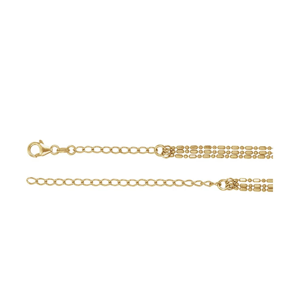 14k Yellow Gold Beaded Three Strand Choker Necklace X334203