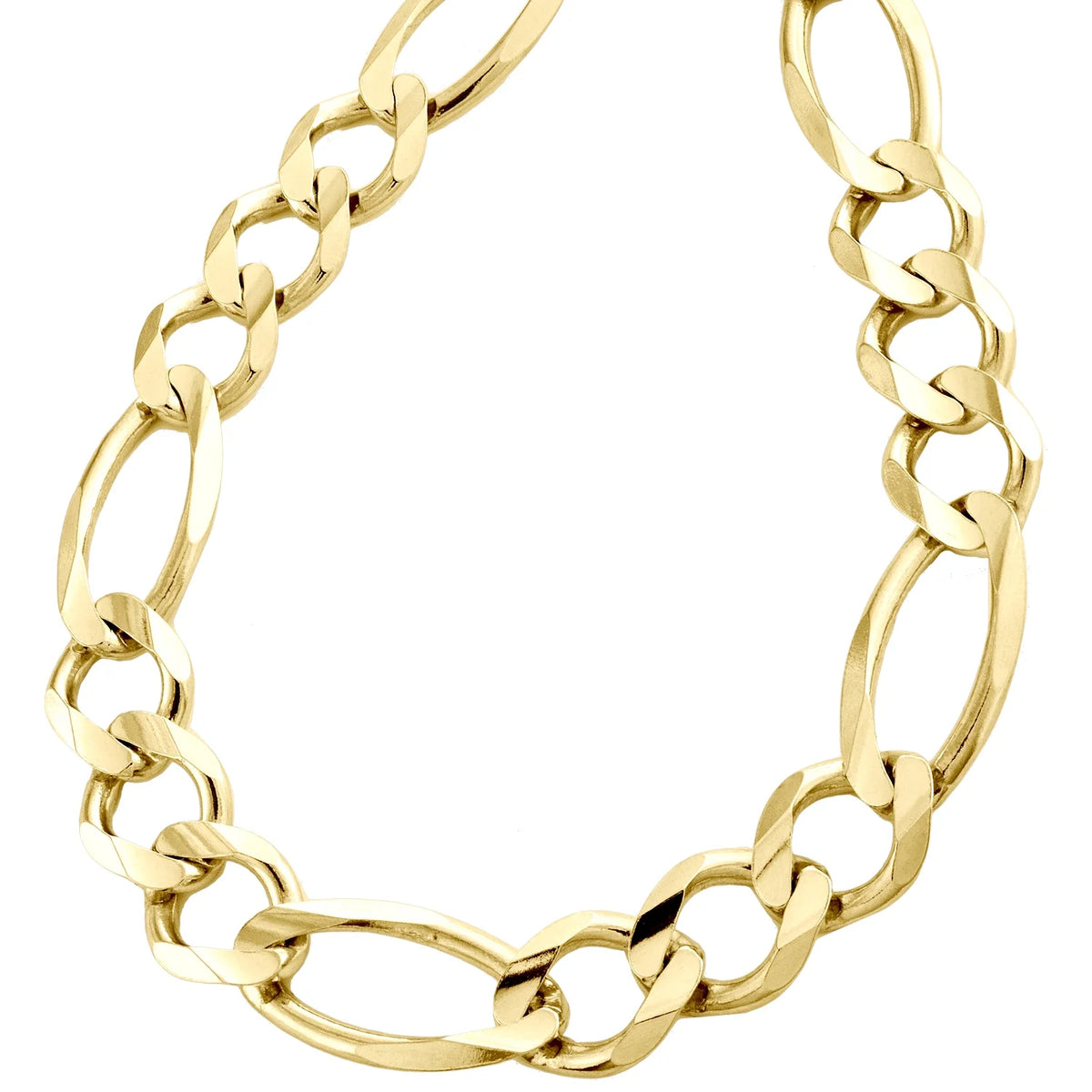 14K Yellow Gold 12mm Solid Figaro Link Chain Necklace 20 Inch J4856