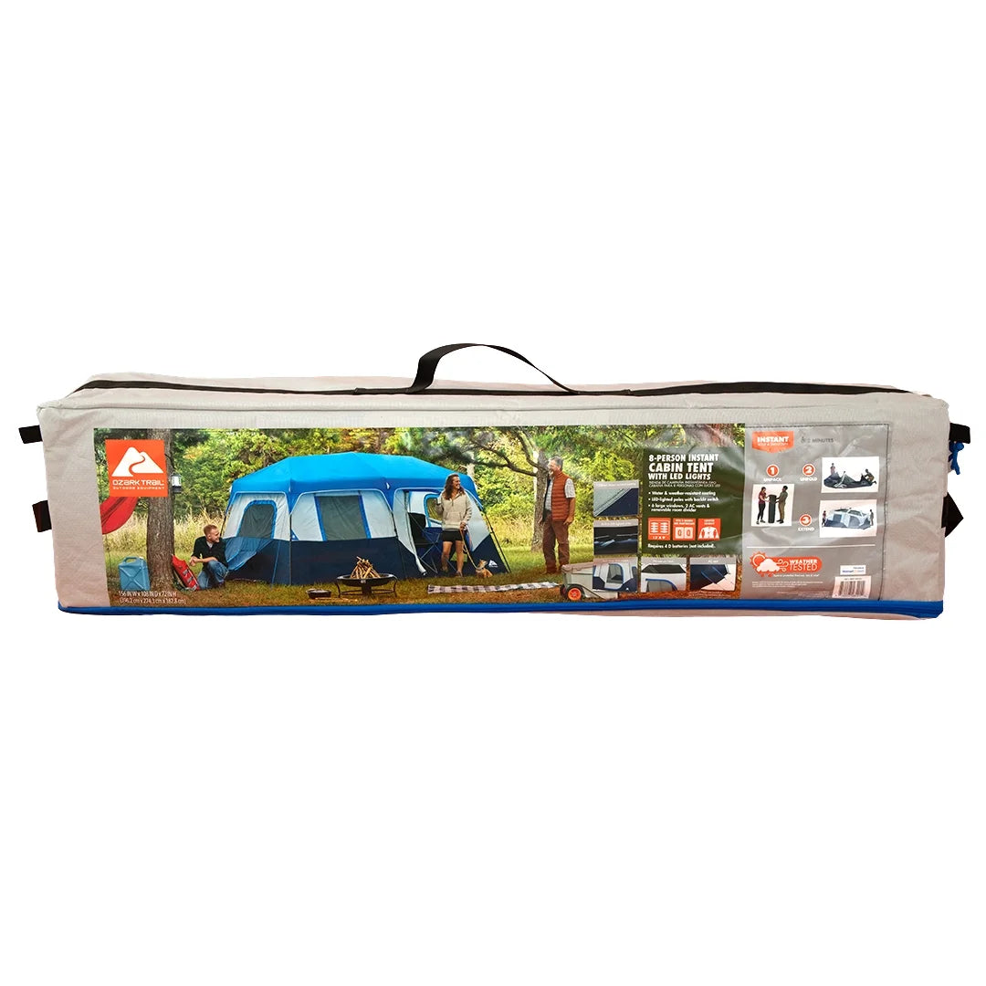 13' x 9' 8-Person Cabin Tent with LED Lighted Poles L859