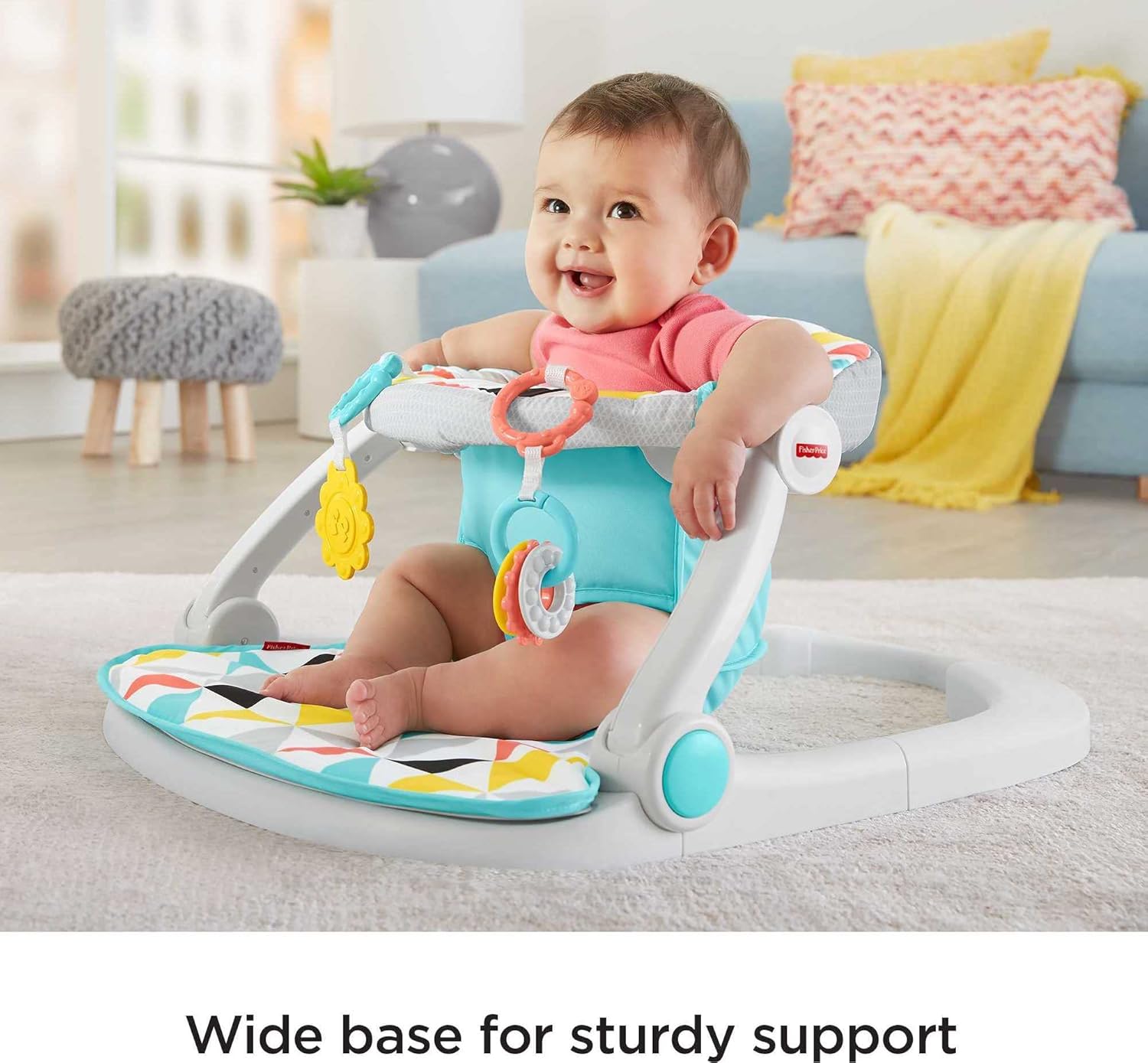 Portable Baby Floor Seat with Developmental Toys & Machine Washable Seat Pad W9653