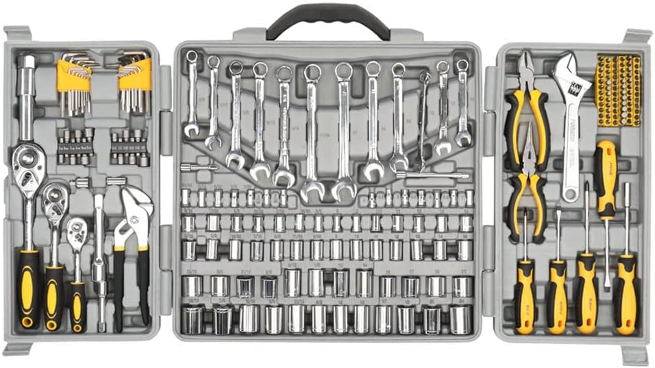205 Piece General Household Hand Tool Kit with Plastic Toolbox Storage Case W879