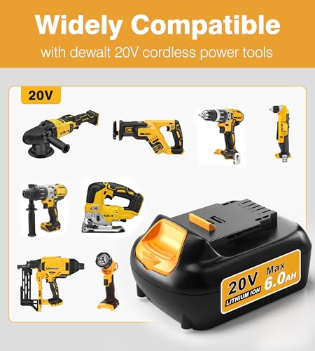 2Pack 6.0Ah Replacement Battery for 20V Cordless Power Tools D908030