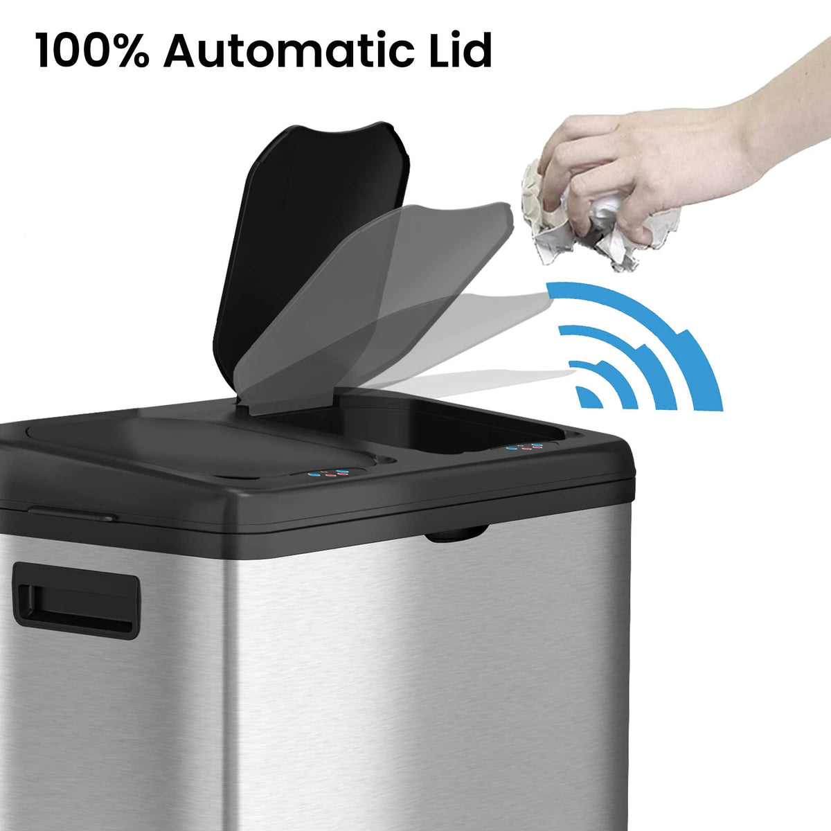 16 Gallon Stainless Steel Dual-Compartment Trash Can and Recycle Bin C731604
