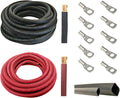 1/0 AWG 10 Feet Black Pure Copper Welding Cable with Copper Lugs and Heat Shrink Tubing F43943