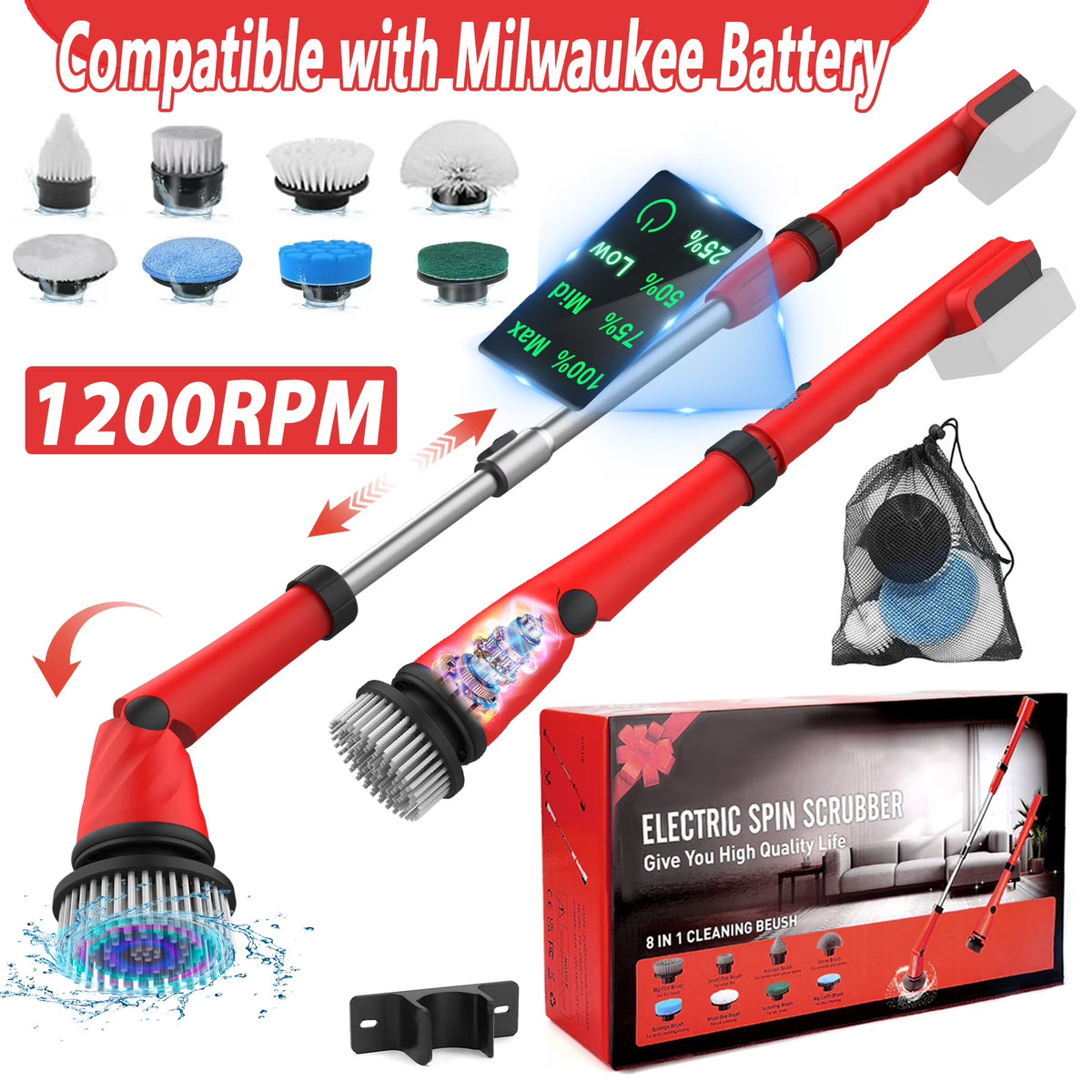 Electric Spin Scrubber with 8 Brushes C60205