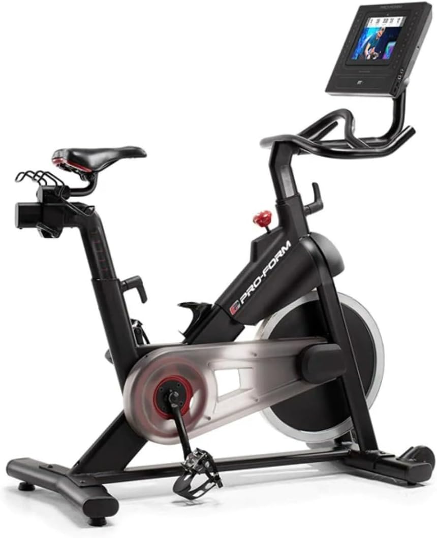 10" HD Smart Touchscreen Exercise Bike with 22 Digital Resistance Levels and Two 3 lb Dumbbells C582