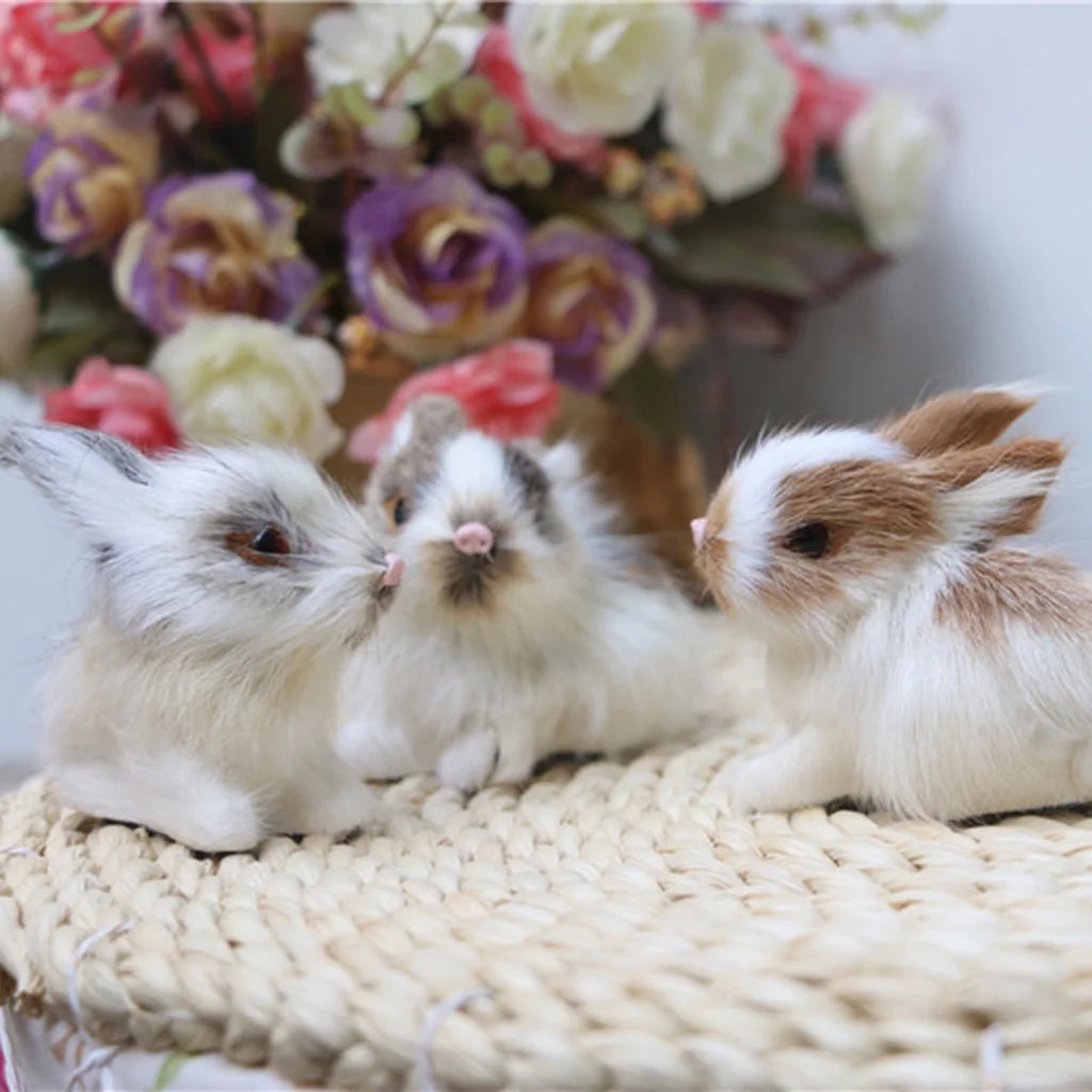 1/4Pcs Simulation Rabbit Plush Bunny Soft Toy Ornament J570