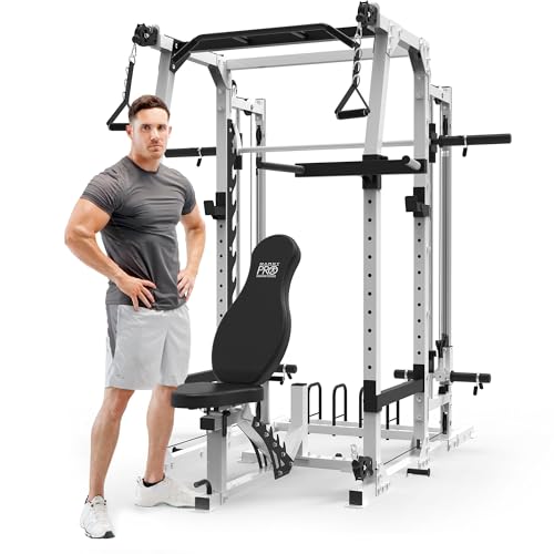 3 in 1 Smith Machine Home Gym System with Adjustable Bench, Black S893576