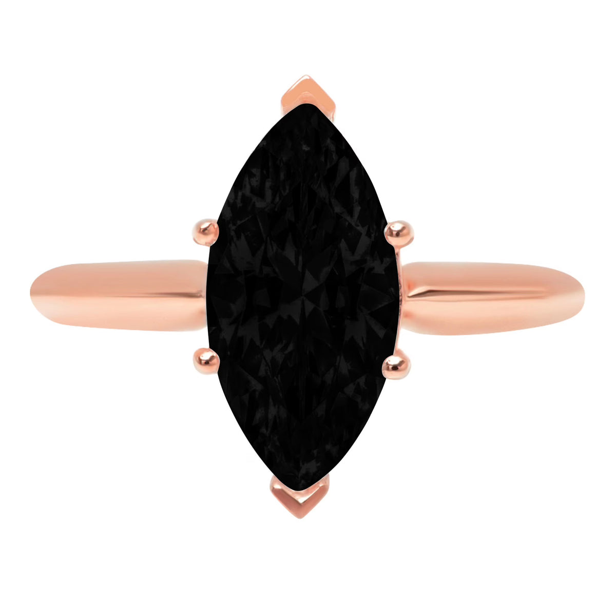 2.5ct Marquise Cut Black Onyx Solitaire Ring N896