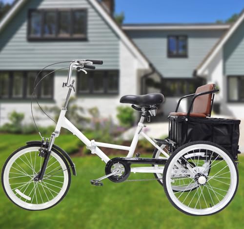 Adult Tricycle 7 Speed 20in Wheels Folding Bicycle with Cargo Basket Y8185