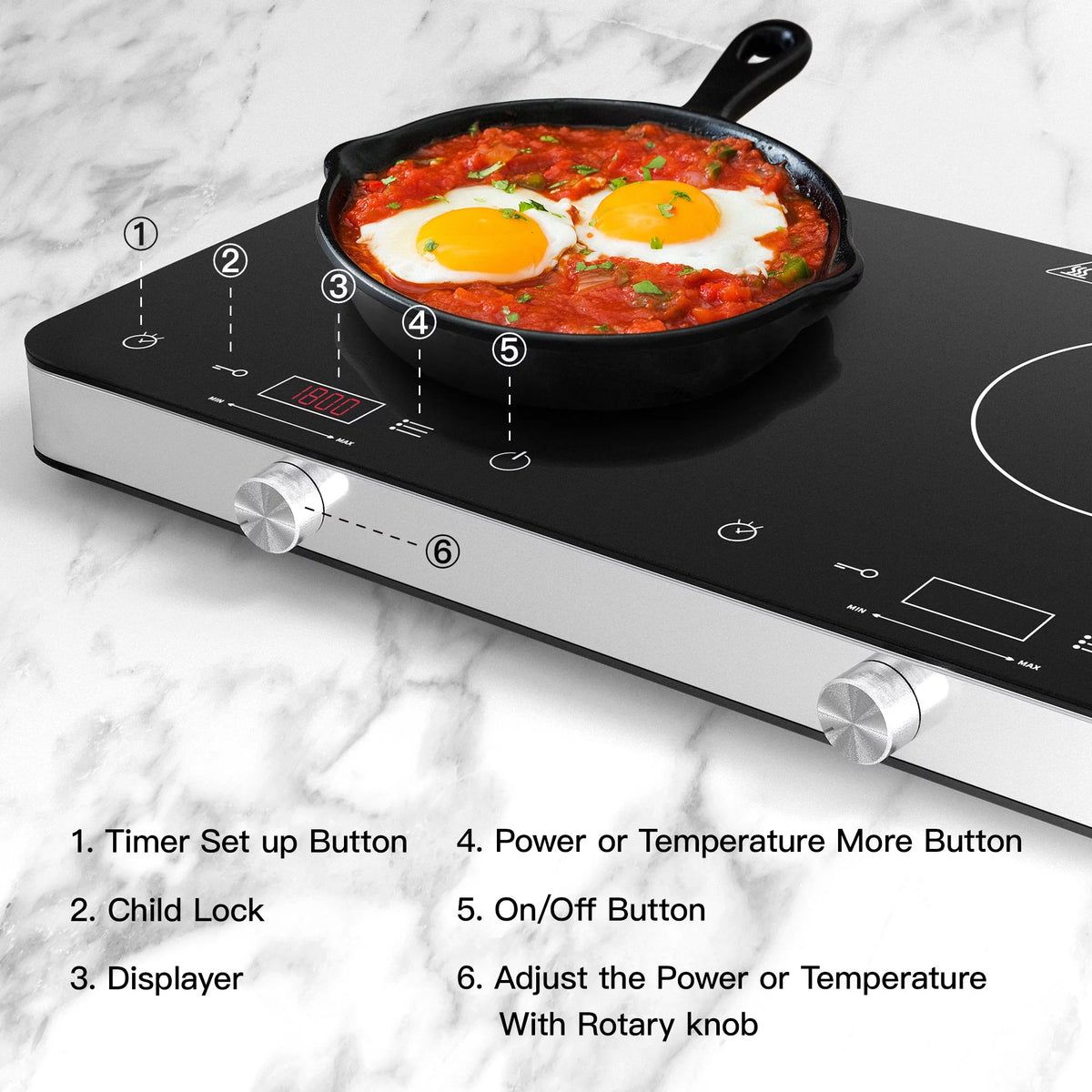 1800W Double Burner Electric Induction Cooktop Z13459