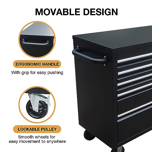 15-Drawers Rolling Tool Chest with Wheels Mobile Tool Storage Cabinet with Wooden Top I7745