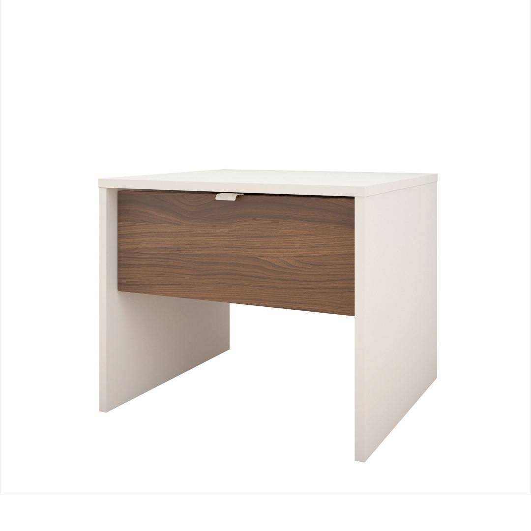 3 Piece Queen Size Bedroom Set, Walnut & White C636898