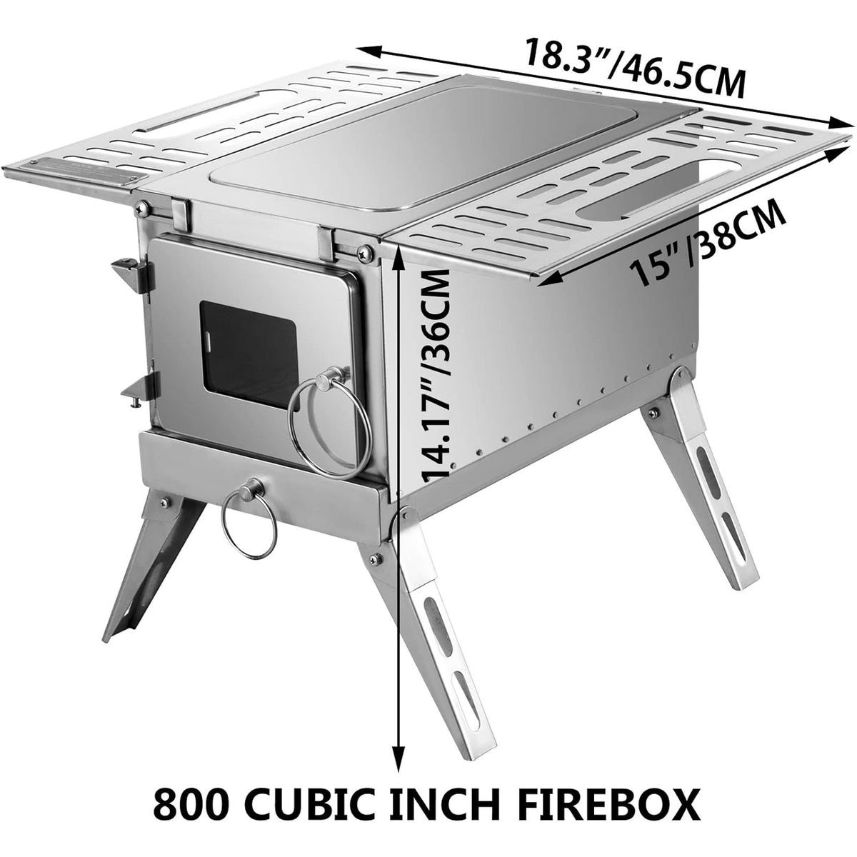 18.3x15x14.17 inch 304 Stainless Steel Portable Wood Stove X97595