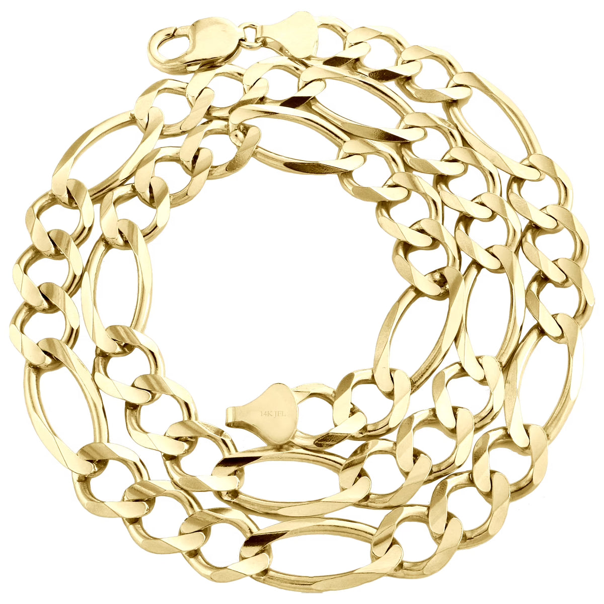 14K Yellow Gold 12mm Solid Figaro Link Chain Necklace 20 Inch J4856