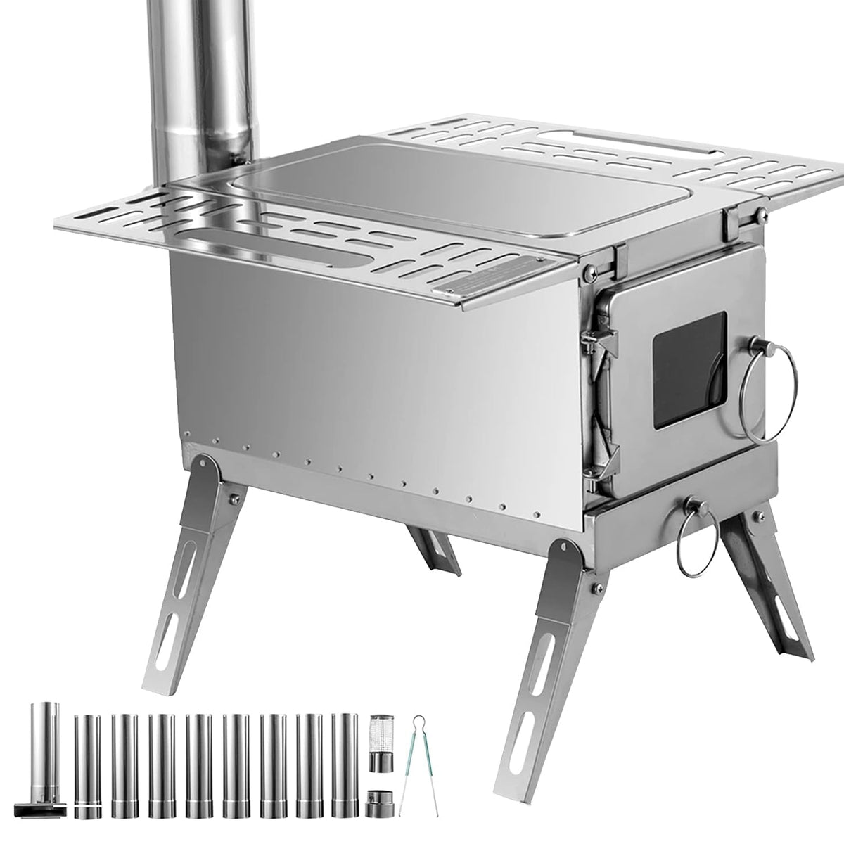 18.3x15x14.17 inch 304 Stainless Steel Portable Wood Stove X97595