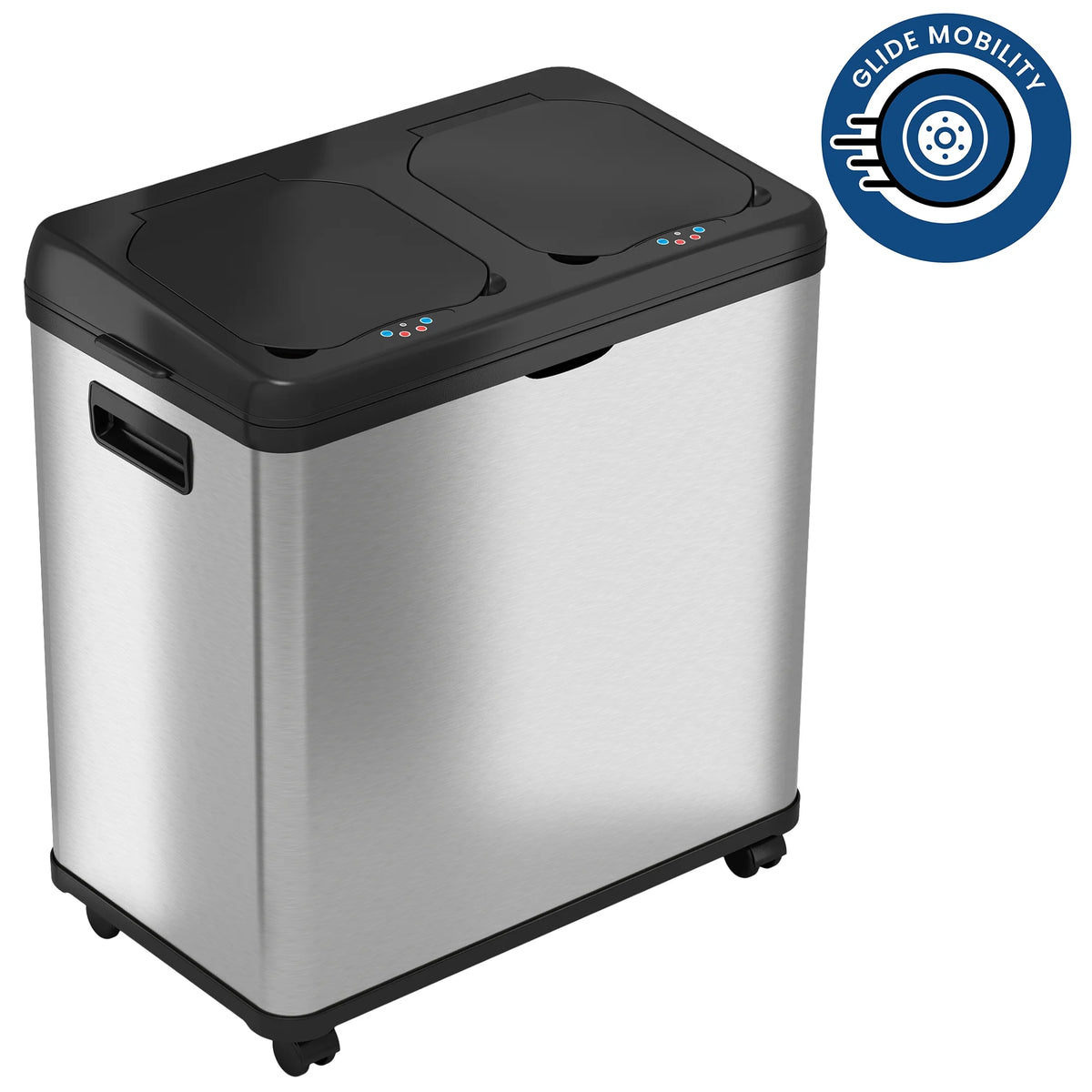 16 Gallon Stainless Steel Dual-Compartment Trash Can and Recycle Bin C731604