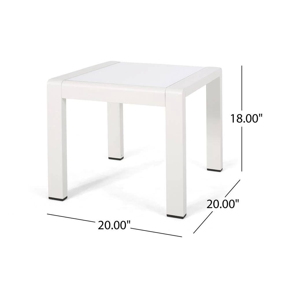 Matte White Outdoor Aluminum Side Table (Set of 2) V3062