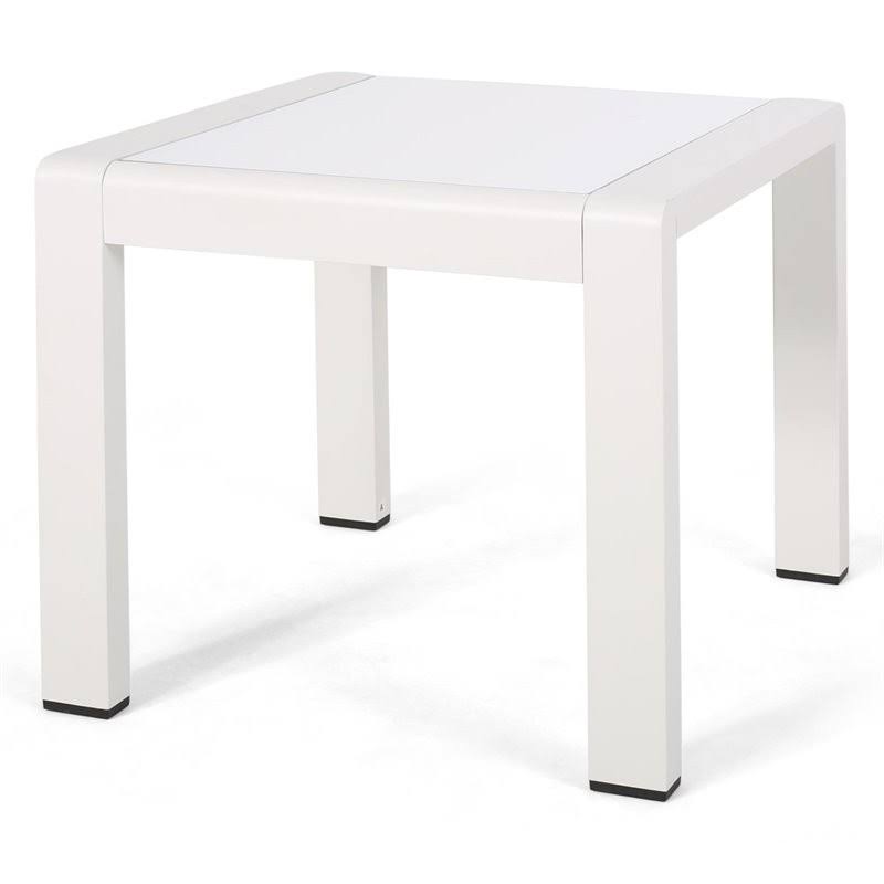 Matte White Outdoor Aluminum Side Table (Set of 2) V3062