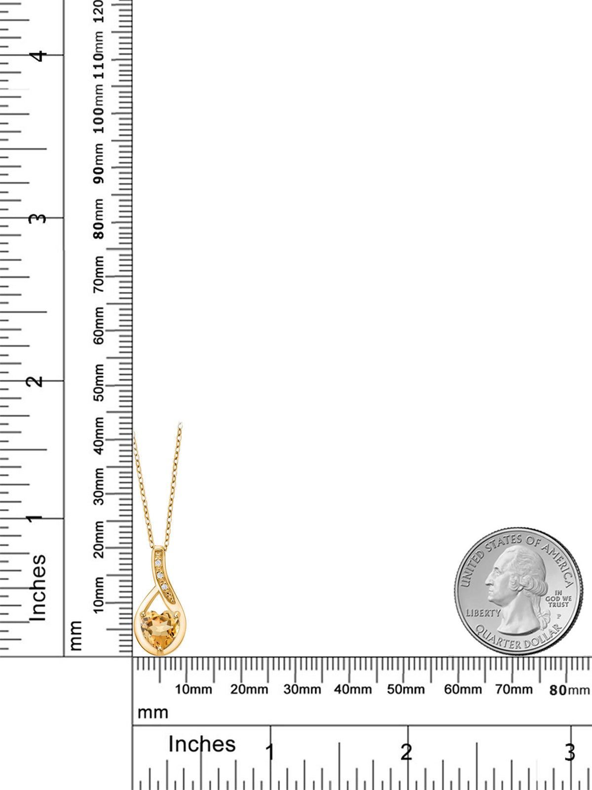 18K Yellow Gold Plated Silver Necklace with Yellow Citrine and White Lab Grown Diamond L645