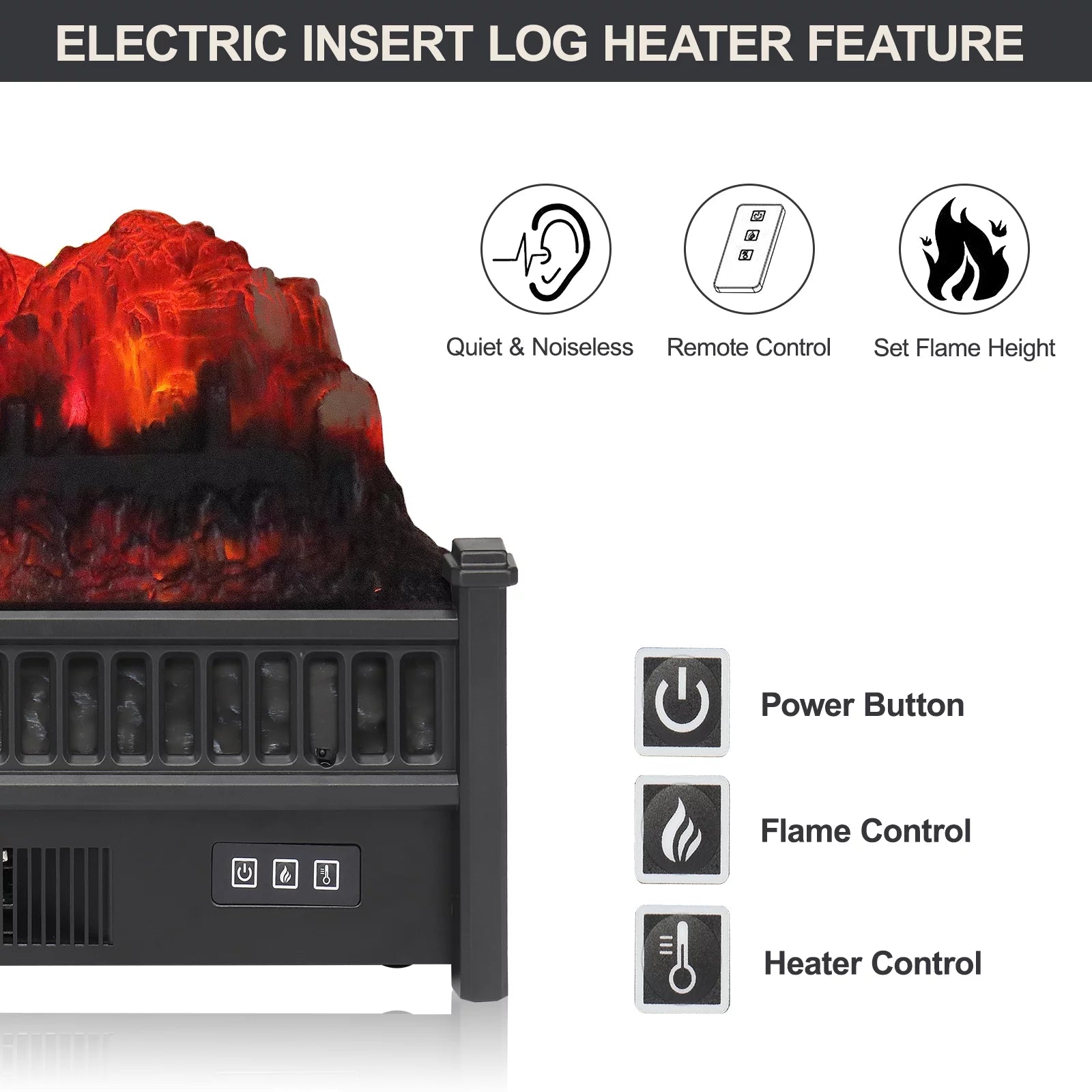 23IN Electric Fireplace Heater with Remote Control X752415