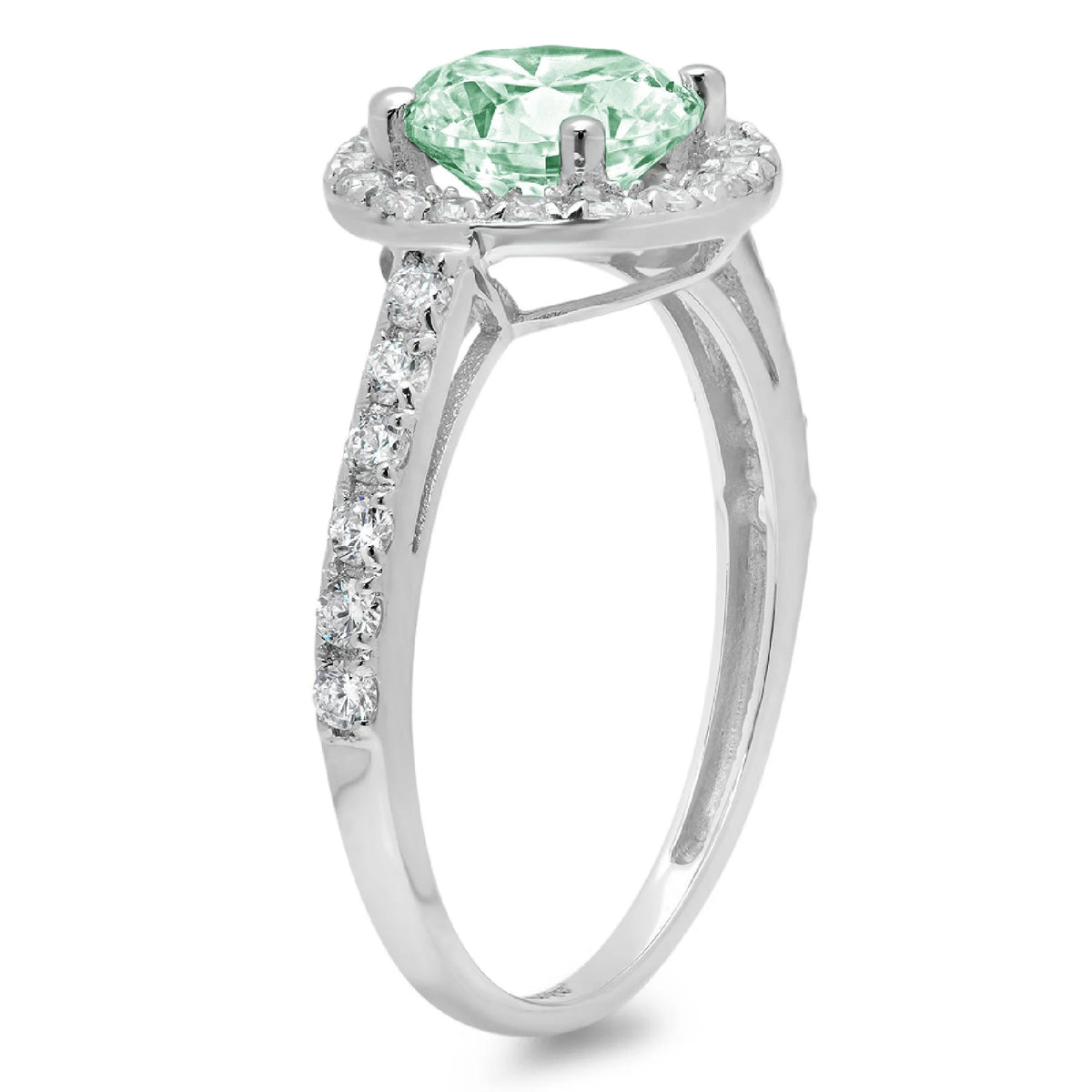 14k White Gold Simulated Green Diamond Engagement Ring E702450