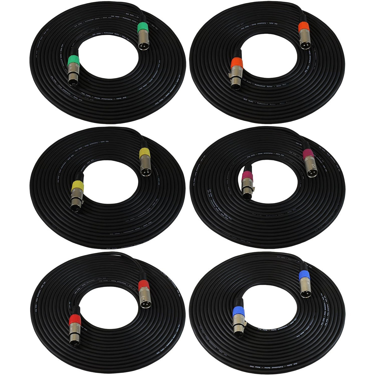 25ft XLR Male to Female Microphone Cable 6 Pack P6081