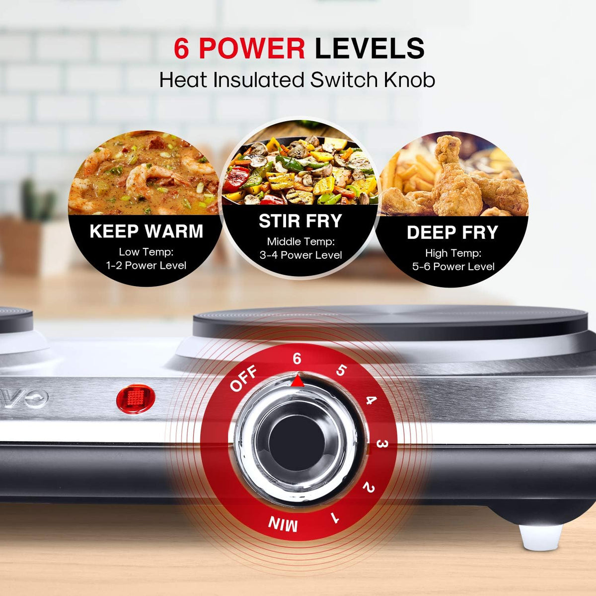 1800W Electric Double Burner Stainless Steel Hot Plate Cast Iron Pack of 2 J541623