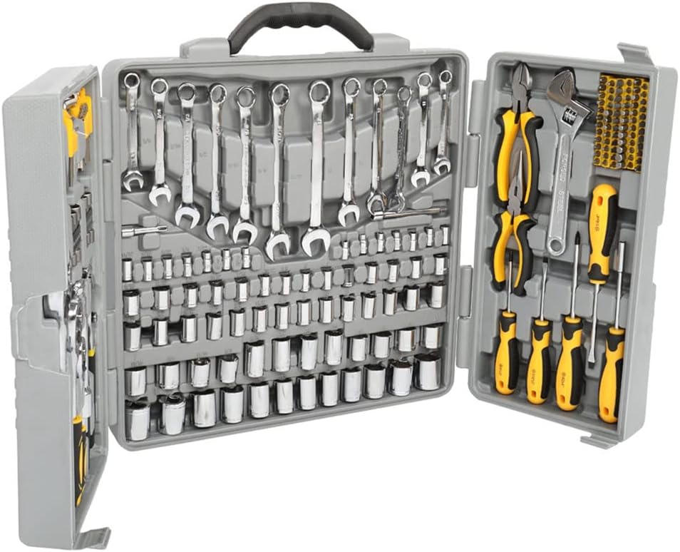 205 Piece General Household Hand Tool Kit with Plastic Toolbox Storage Case W879